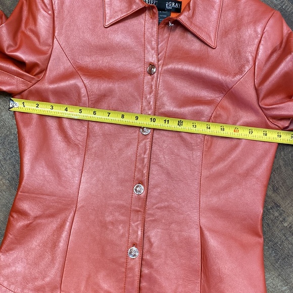 Griffith Gray by St. John Rust/Salmon Leather Jacket - Picture 11 of 11